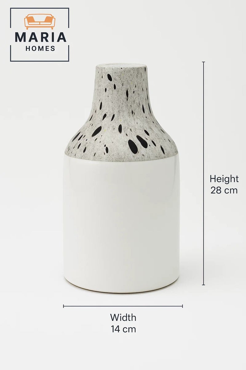 ماريا هومز مزهرية خزفية بيضاء برقبة مرقطة من التيرازو – أصيص زهور عصري لامع مزخرف - Image 5