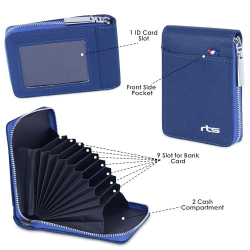 rts PU Leather 9 Slot Vertical Debit ATM Business Credit Card Holder Money Wallet Zipper Coin Purse Wallet for Men & Women Unique Birthday Anniversary Gift for Men Boy Love Husband Employees Clients - Image 4