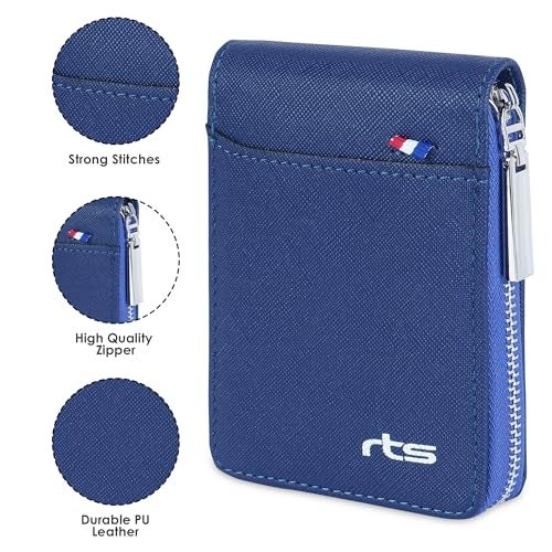 rts PU Leather 9 Slot Vertical Debit ATM Business Credit Card Holder Money Wallet Zipper Coin Purse Wallet for Men & Women Unique Birthday Anniversary Gift for Men Boy Love Husband Employees Clients - Image 3