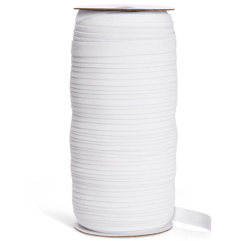 Juvale 109 Yards White 1/2 Inch Elastic Band for Sewing Clothes, Stretch Knit Bands for DIY Arts and Crafts, Tailoring, Clothing Garment Repair, Kitting Supplies (0.5 Inches Wide) - Image 1