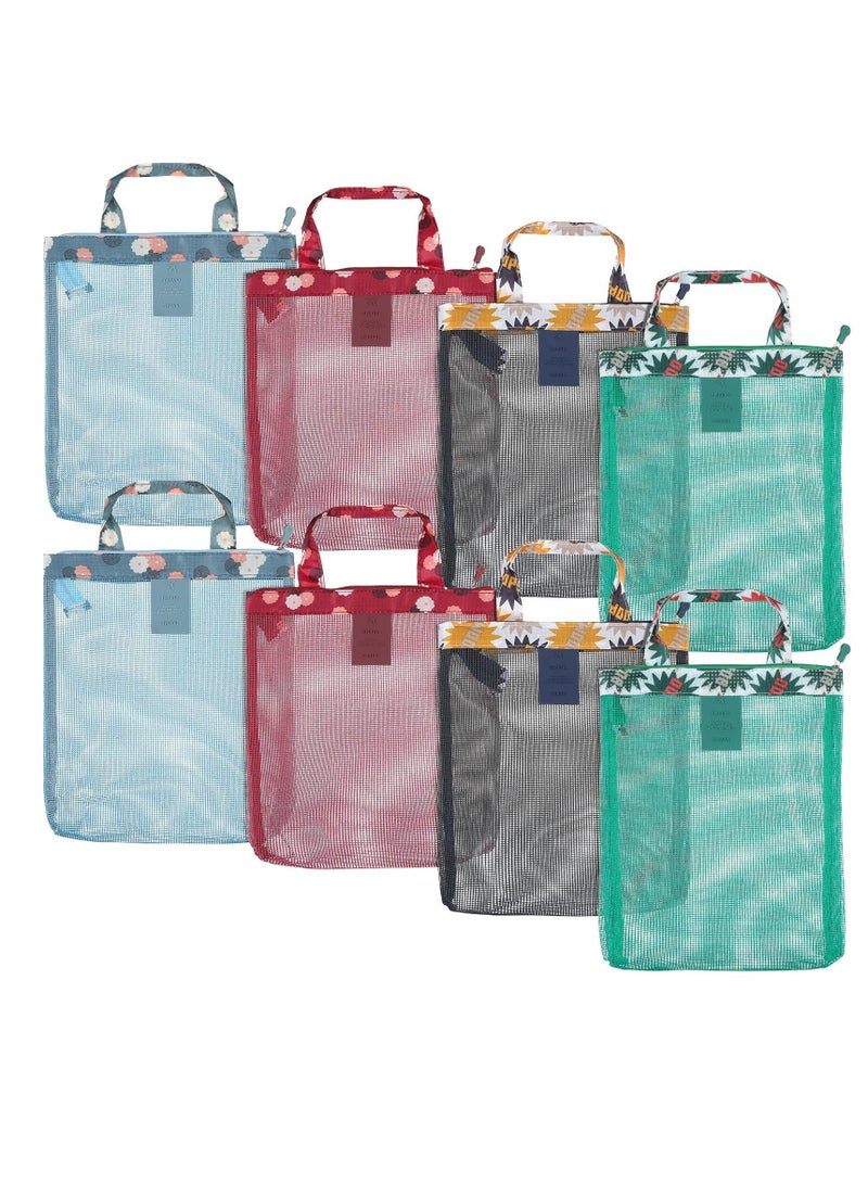 Excefore Mesh Beach Bag, Tote Backpack Toys, Classic Beach Bag with Zipper Pool Bag, Family Beach Tote, Children Toy Storage Bag, Foldable Mesh Tote Bags with Handles Travel Bag for Women Girls - Image 1