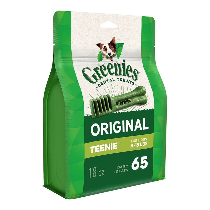 GREENIES Original TEENIE Natural Dental Care Dog Treats, 18 oz. Pack (65 Treats) - Image 1