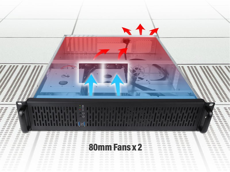 Rosewill 2U Server Chassis Rackmount Case, 4X 3.5 Bays, 2X 2.5 Devices, ATX Compatible, Up to 4X 80mm Fans, 2X USB 3.0, Silver/Black - RSV-Z2850U - Image 2