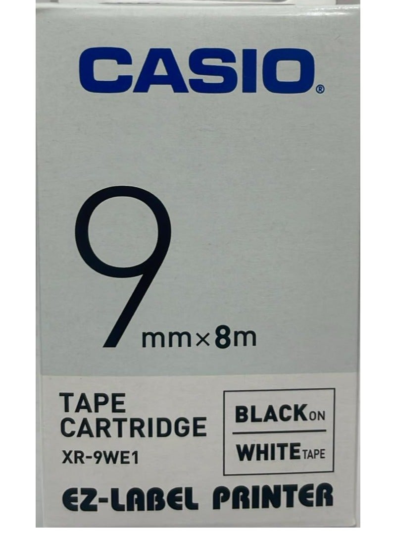Casio tape cartridge black on white tape XR-9WE1 - Image 1