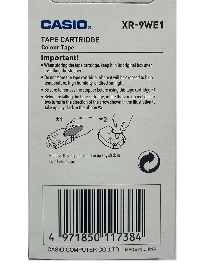 Casio tape cartridge black on white tape XR-9WE1 - Image 2