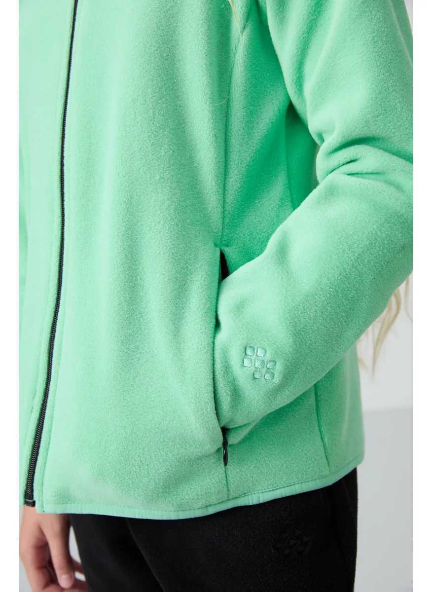 Tommy Life Water Green Thick Soft Texture Standard Fit Embroidered Polar Fleece Girls Sweatshirt - 75154