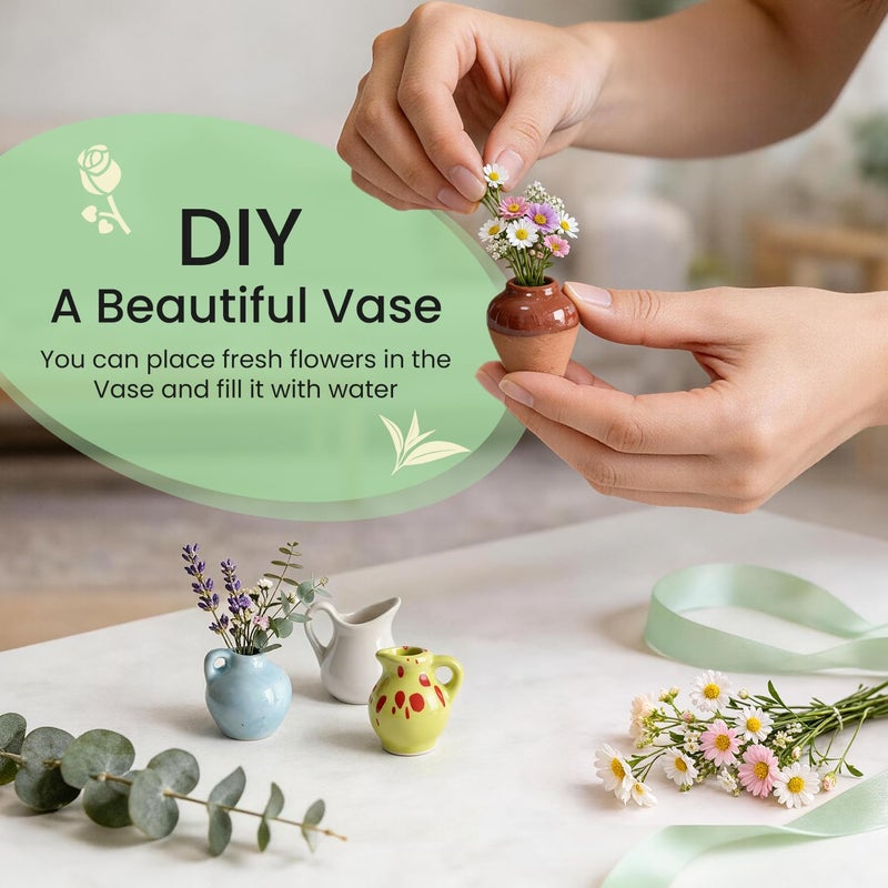 Cacukap Cute Mini Ceramic Vase Magnets for Fridge, Funny Small Plant Magnets, Tiny 3D Plant Vase for Refrigerator Decoration Kitchen Locker Kitchen Office (8 Pack) - Image 3