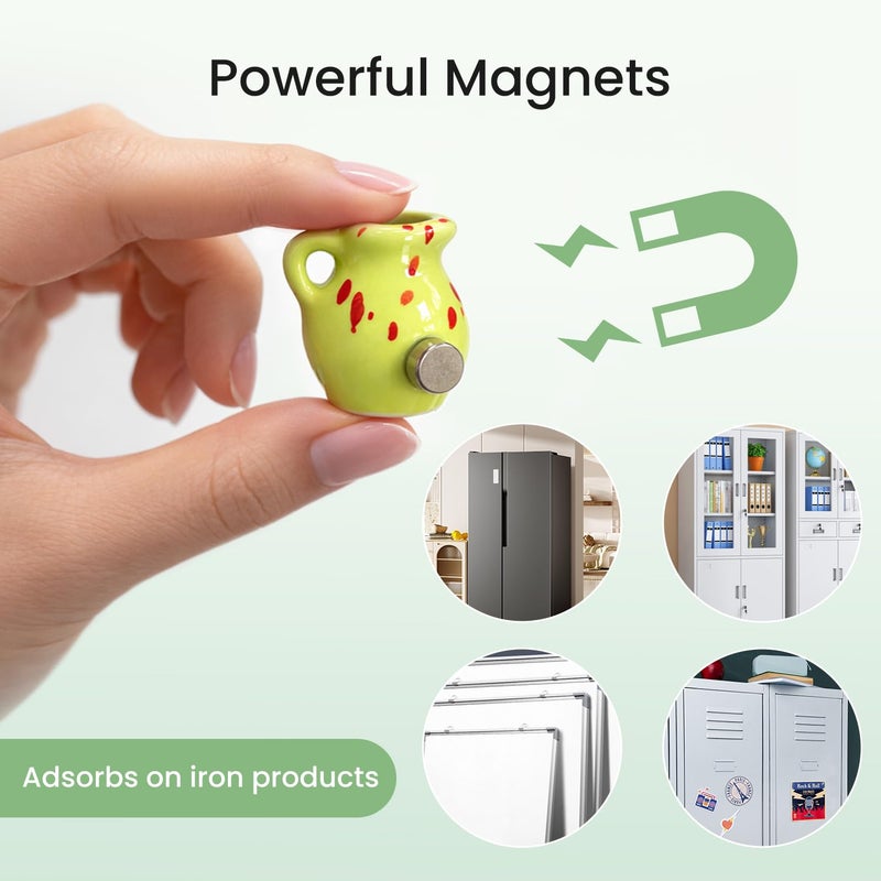 Cacukap Cute Mini Ceramic Vase Magnets for Fridge, Funny Small Plant Magnets, Tiny 3D Plant Vase for Refrigerator Decoration Kitchen Locker Kitchen Office (8 Pack) - Image 5