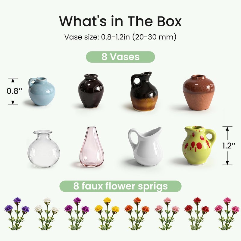 Cacukap Cute Mini Ceramic Vase Magnets for Fridge, Funny Small Plant Magnets, Tiny 3D Plant Vase for Refrigerator Decoration Kitchen Locker Kitchen Office (8 Pack) - Image 4