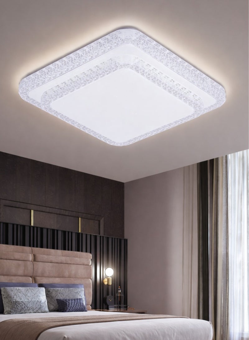 الثريات مصباح سقف LED مربع 40 سم – إضاءة ثلاثية الألوان – تصميم حديث – إنارة سقفية أنيقة لغرفة النوم وغرفة المعيشة - Image 4