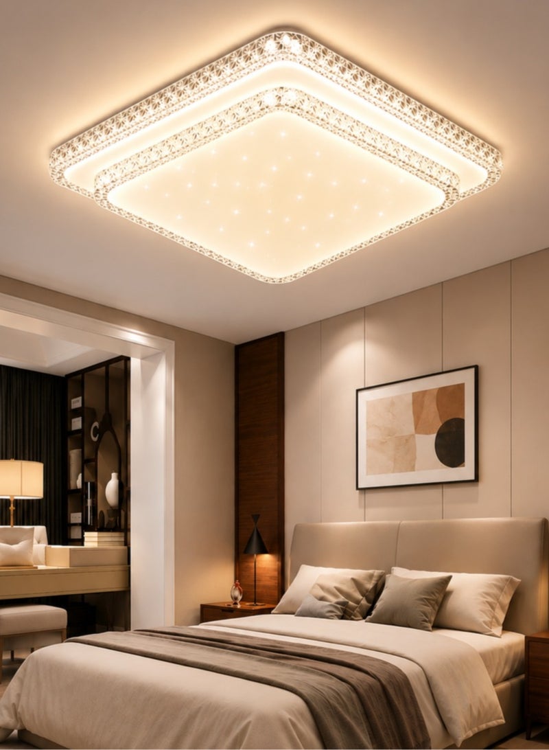 الثريات مصباح سقف LED مربع 40 سم – إضاءة ثلاثية الألوان – تصميم حديث – إنارة سقفية أنيقة لغرفة النوم وغرفة المعيشة - Image 1