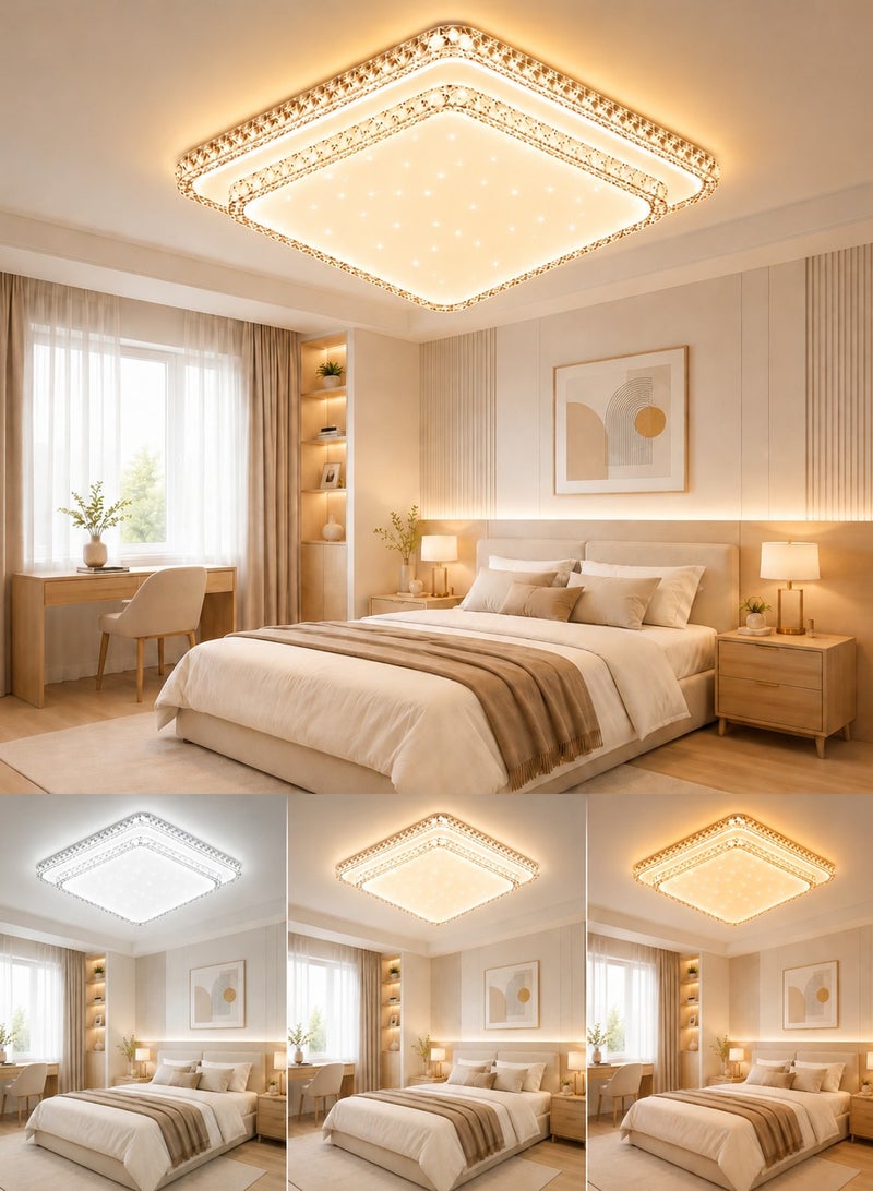 الثريات مصباح سقف LED مربع 40 سم – إضاءة ثلاثية الألوان – تصميم حديث – إنارة سقفية أنيقة لغرفة النوم وغرفة المعيشة - Image 2