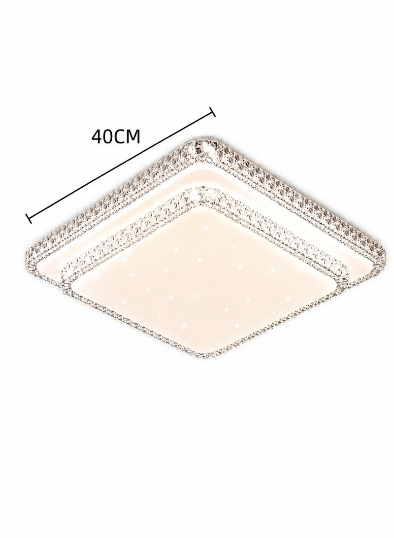 الثريات مصباح سقف LED مربع 40 سم – إضاءة ثلاثية الألوان – تصميم حديث – إنارة سقفية أنيقة لغرفة النوم وغرفة المعيشة - Image 4