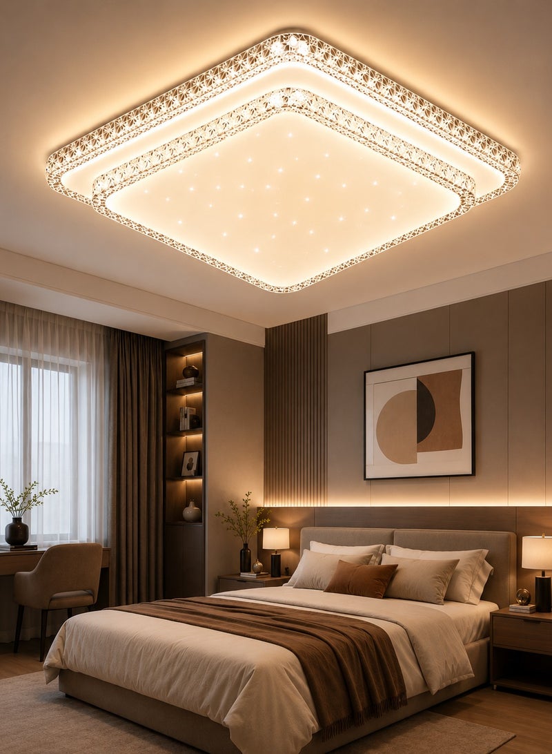 الثريات مصباح سقف LED مربع 40 سم – إضاءة ثلاثية الألوان – تصميم حديث – إنارة سقفية أنيقة لغرفة النوم وغرفة المعيشة - Image 5