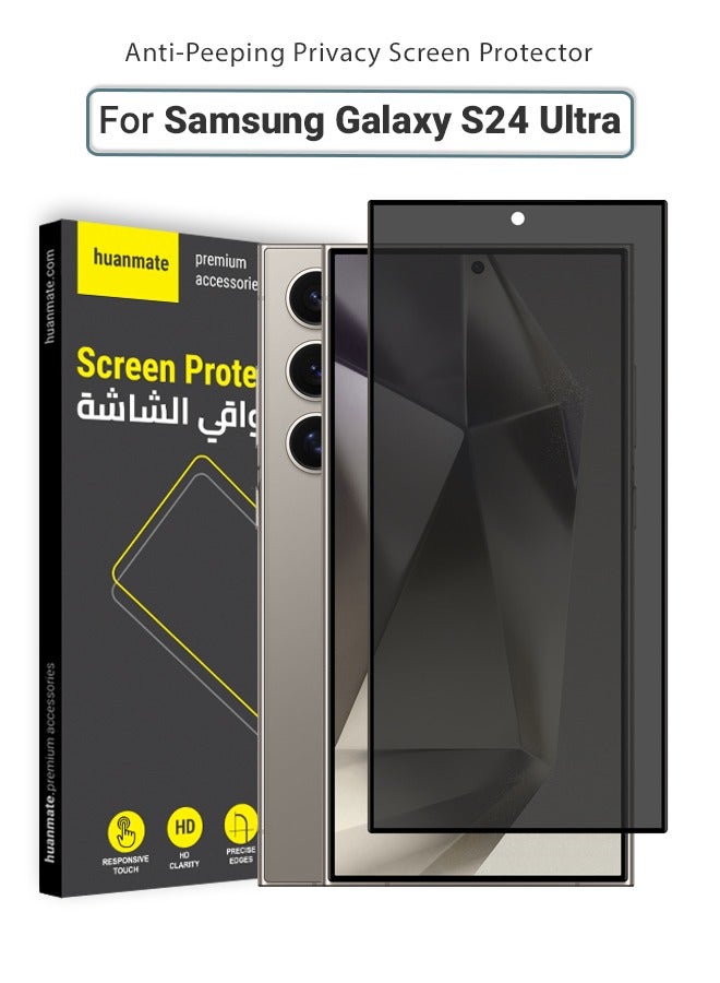 huanmate Samsung Galaxy S24 Ultra Privacy Screen Protector – Premium Edge to Edge Anti Spy Privacy Tempered Glass, Oleophobic Coating, Delicate Touch, Anti-Explosion, Smooth Arc Edge, Easy Installation - Image 1