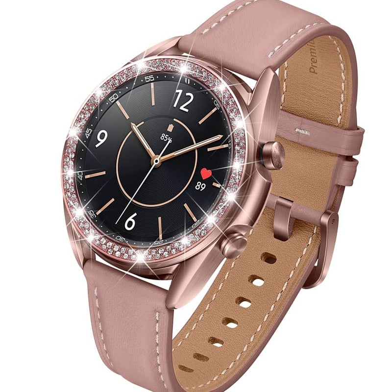 DEALELE Bezel Cover Compatible with Samsung Galaxy Watch 3 (41mm), Bling Rhinestone Diamond Stainless Steel Metal Bezel Ring Replacement Watch Face for Women Men (Bronze) - Image 2