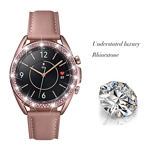 DEALELE Bezel Cover Compatible with Samsung Galaxy Watch 3 (41mm), Bling Rhinestone Diamond Stainless Steel Metal Bezel Ring Replacement Watch Face for Women Men (Bronze) - Image 4