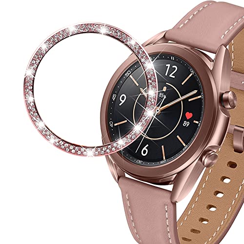 DEALELE Bezel Cover Compatible with Samsung Galaxy Watch 3 (41mm), Bling Rhinestone Diamond Stainless Steel Metal Bezel Ring Replacement Watch Face for Women Men (Bronze) - Image 1