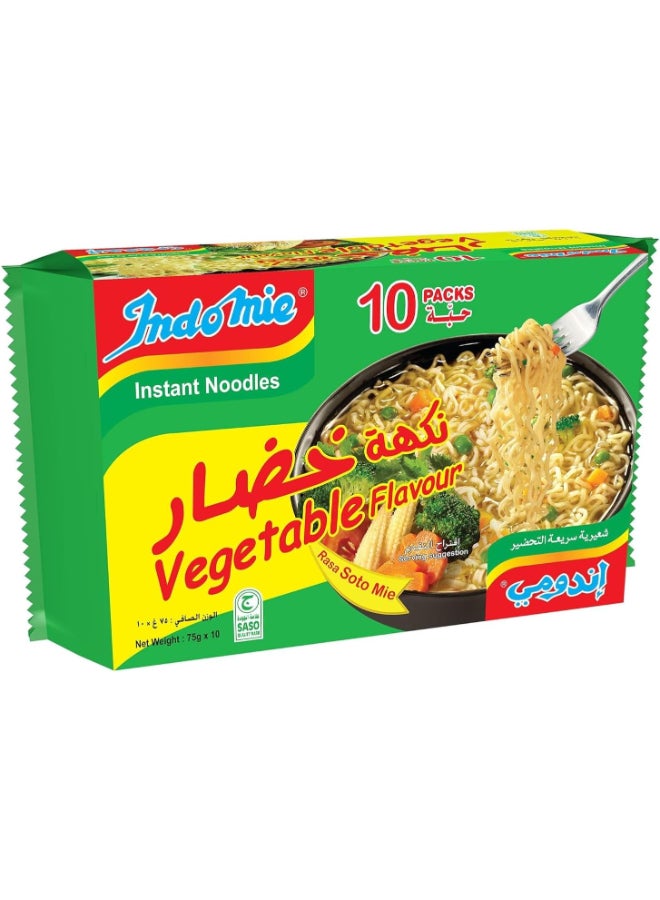 Indomie Soto Instant Noodles, Vegetable Flavour with Seasoning Powder and Sauce 75g Pack of 10