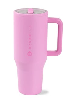 HydroJug HydroJug Traveler - 40 oz Water Bottle with Handle & Flip Straw - Fits in Cup Holder, Leak Resistant Tumbler-Reusable Insulated Stainless Steel & Rubber Base - Gifts for Women & Me  - Image 1