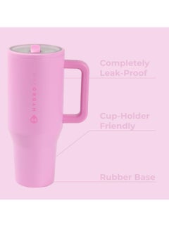 HydroJug HydroJug Traveler - 40 oz Water Bottle with Handle & Flip Straw - Fits in Cup Holder, Leak Resistant Tumbler-Reusable Insulated Stainless Steel & Rubber Base - Gifts for Women & Me  - Image 2
