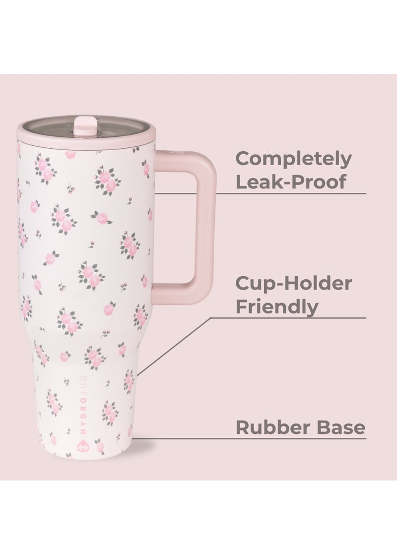 إبريق مائي Hydrojug Traveler - زجاجة ماء 40 أونصة مع مقبض وقش قش - يناسبها في حامل الكأس ، وتسرب مقاومة للبهلوان المعزول المقاوم للصدأ والقاعدة المطاطية - هدايا للنساء و ME - Image 3
