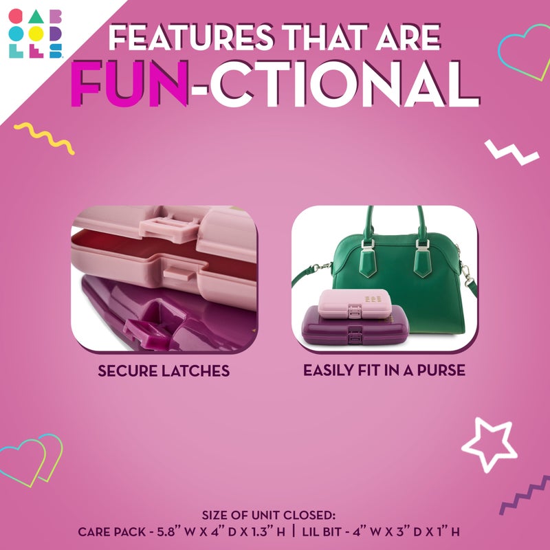 Caboodles Care Pack + Lil Bit Set, Pink & Violet, Travel Organizers for Makeup, Snap-Tight Latch for Mess-Free Travel, Compact Size - Image 3