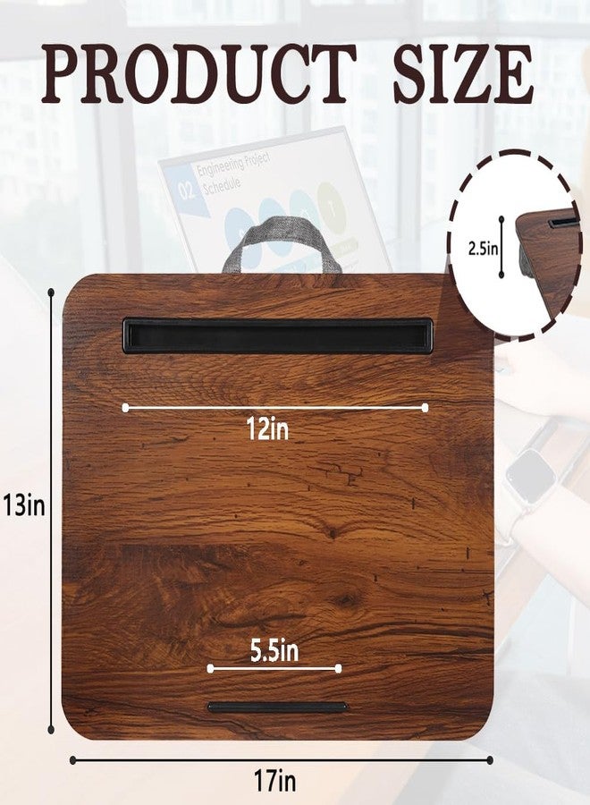 YUELAKE Lap Desk, Portable Laptop Desk Fits Up to 16“ Laptops, with Tablet Slot, Built-in Cushion, Great for Home & Office,Lap Desk for Laptop,Lap Desk with Cushion (Rustic Brown, Medium), HF-EC325 - Image 2