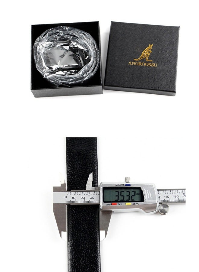 بالجملة حزام رجالي من الجلد الصناعي بإبزيم دبوس (أسود) - Image 3