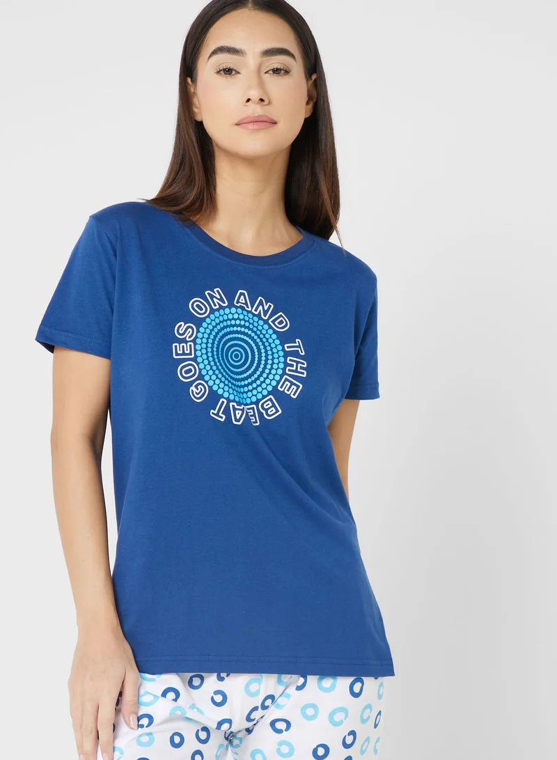 Ginger Graphic T-Shirt And Pyjama Set