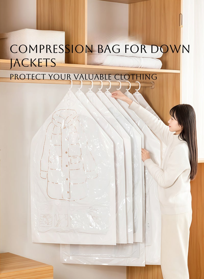 Hanging vacuum storage bags, space saving, long 70x120 cm, vacuum sealed storage bags for suits, dresses, coats or jackets, wardrobe storage and organization 5 70*90 cm clothing storage bags + free  - Image 3