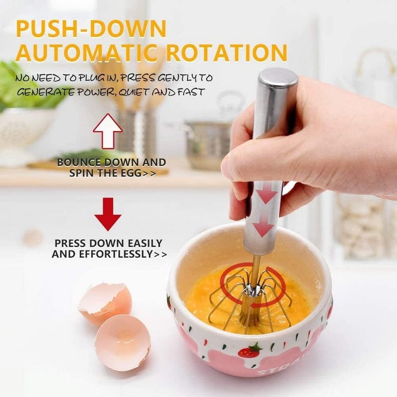 SADRUCHI SADRUCHI Stainless Steel Hand Push Rawai Whisk Blender Egg Beater LassiButter Milk Mixer Power Free Automatic Mixer Stirrer Versatile Kitchen Tool for Blending Whisking  - Image 5