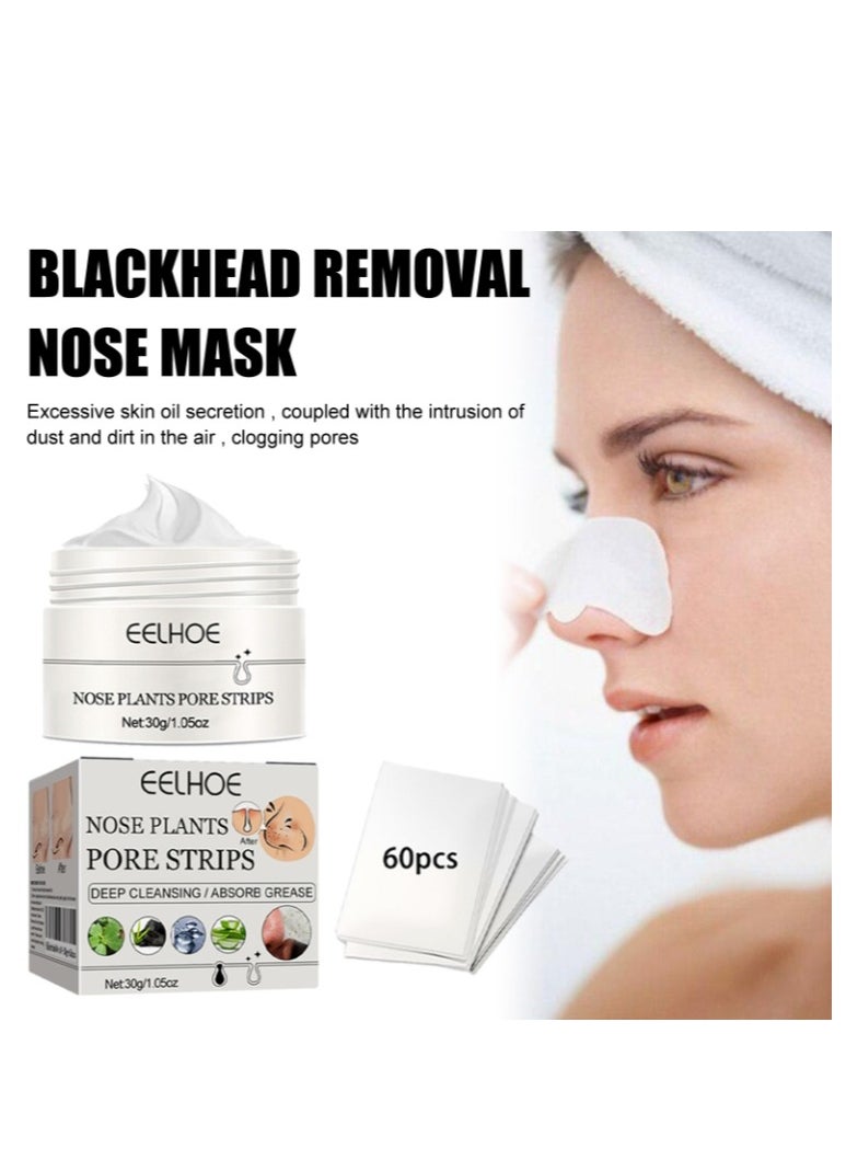 EELHOE Nose Pore Strips Gentle In Blackhead Remover Mask Wrinkle & Dark Circles Facial Pore Cleanser Purifying Face Mask Nose Strips 30G  - Image 1