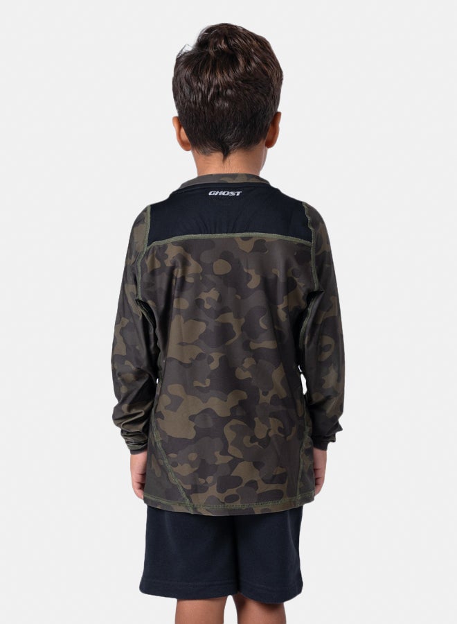 Ghost Unisex Long Sleeve Base Tee - Olive Camo - Image 2
