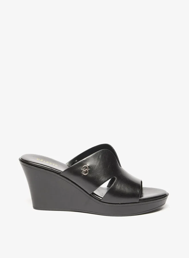 Celeste Women's Solid Slip-On Wedge Heel Sandals