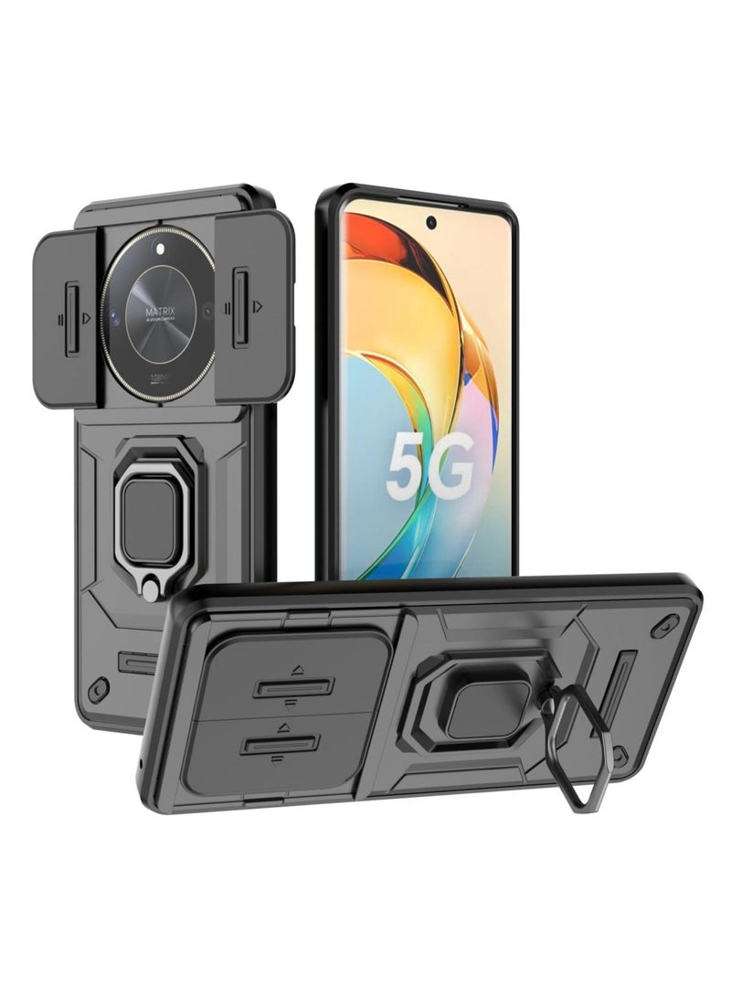 Slide Camera Phone Case Honor X9b 5G Cover Luxury Armor PC Shockproof Metal Ring Stand Protective Back Cover  X9b 5G /X50 5G - Image 1