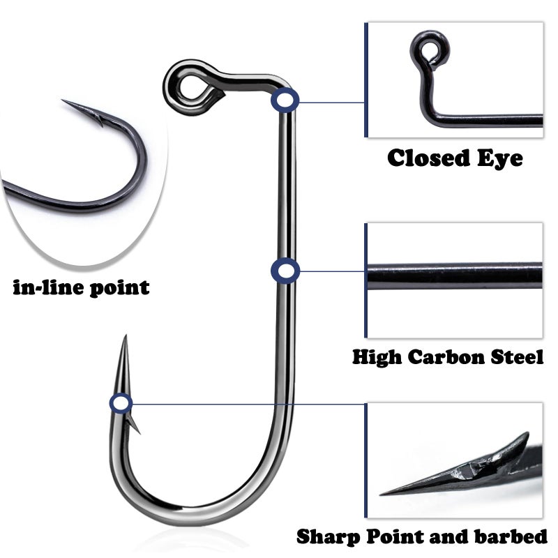 FishTrip 90-Degree Jig Hooks Fishing - 100pcs Aberdeen Long Shank Hook Jig Maker for Freshwater Saltwater Fly Tying 8# - Image 2