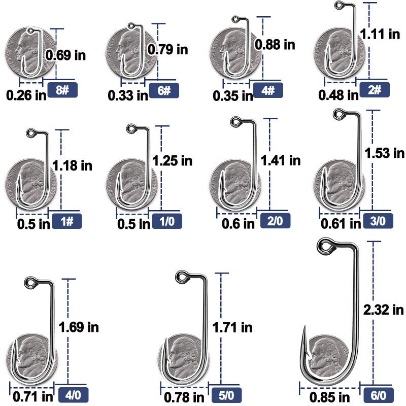 FishTrip 90-Degree Jig Hooks Fishing - 100pcs Aberdeen Long Shank Hook Jig Maker for Freshwater Saltwater Fly Tying 8# - Image 4
