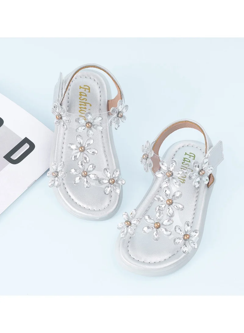 Mark & Mia Mark & Mia Floral Applique Sandals - Silver