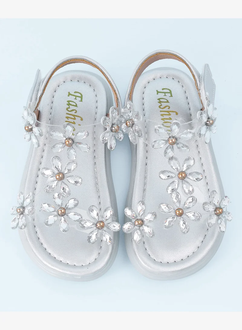 Mark & Mia Mark & Mia Floral Applique Sandals - Silver
