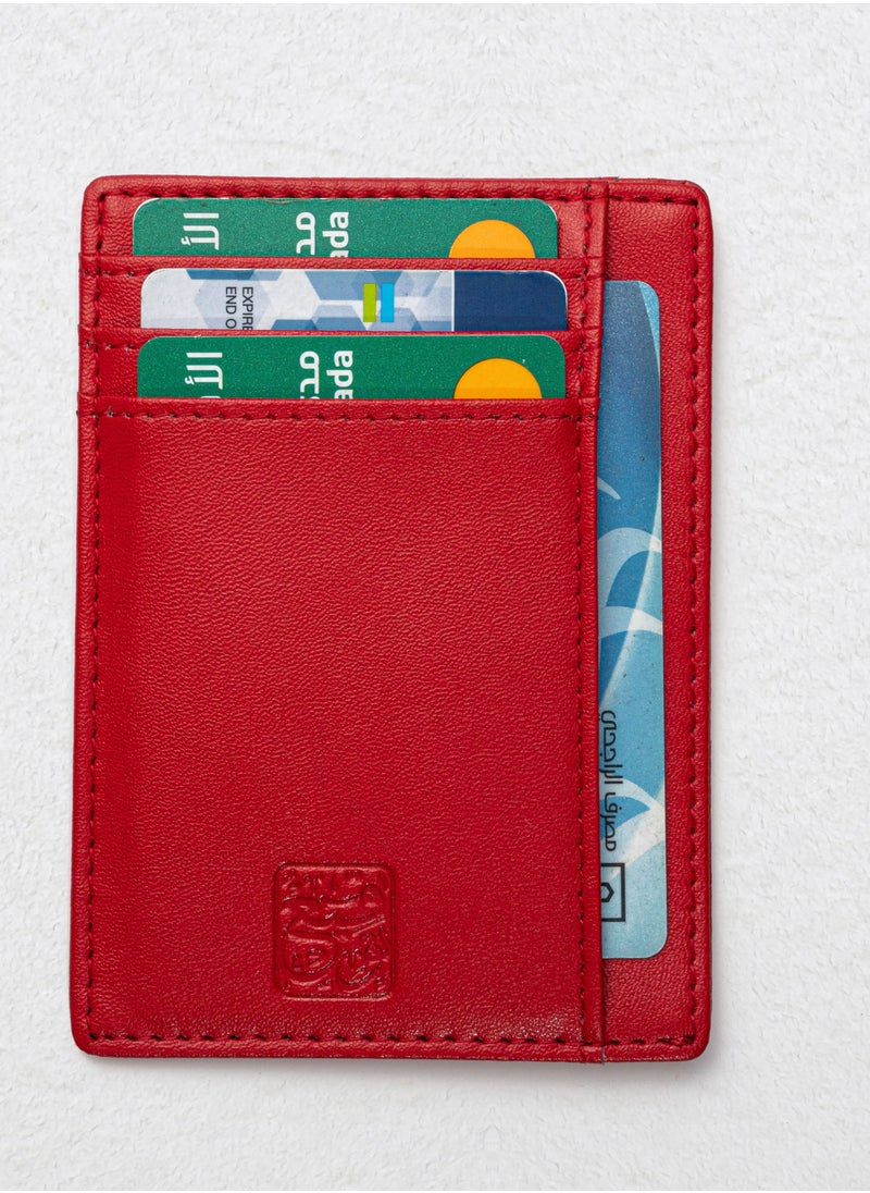 Tawqiy - Leather Card Holder Red Wallet Saudi Emblem - Image 1