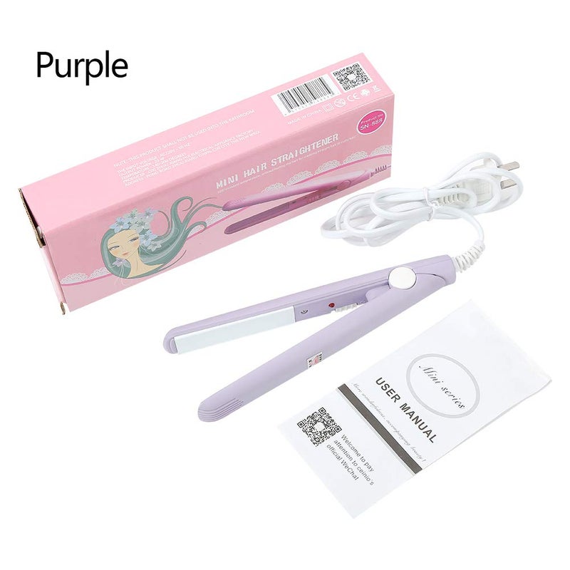 woobles Hair Straightener 4Colors 2 in 1 Mini Hair Straightener Adjustable Temp Ceramic Tourmaline Plate Beauty Flat Iron Heating Curler for All Hair Types US Purple Us-purple - Image 4