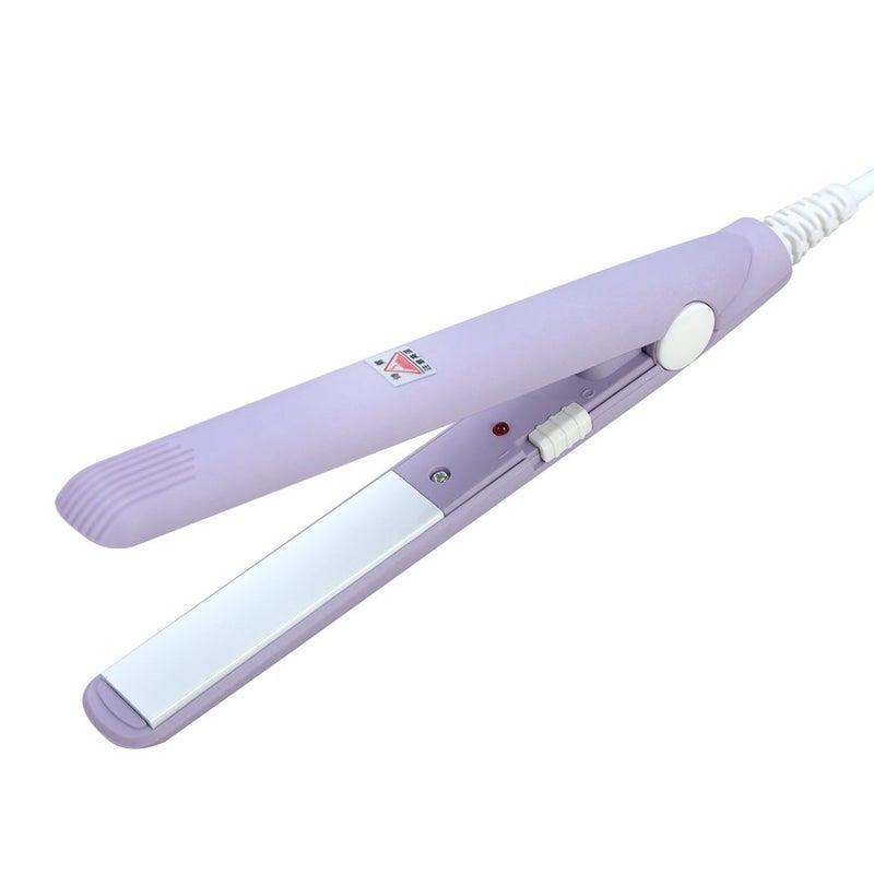 woobles Hair Straightener 4Colors 2 in 1 Mini Hair Straightener Adjustable Temp Ceramic Tourmaline Plate Beauty Flat Iron Heating Curler for All Hair Types US Purple Us-purple - Image 1
