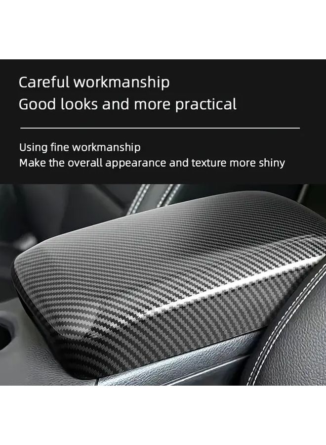 Carbon Fiber Texture Armrest Panel Cover Console Storage Organizer For Mercedes - Image 5