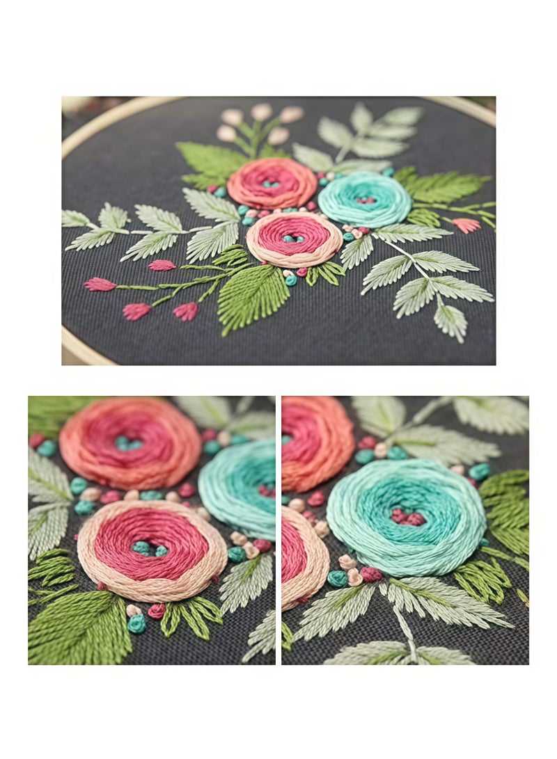 مجموعة أدوات التطريز للمبتدئين - أسود/أزرق/أخضر - Image 4