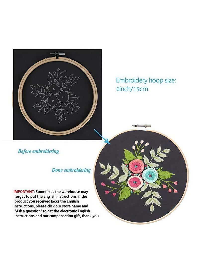 مجموعة أدوات التطريز للمبتدئين - أسود/أزرق/أخضر - Image 2