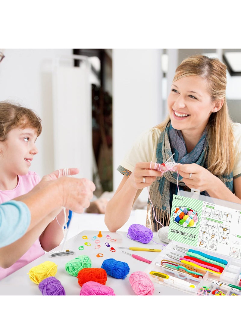 XiuWoo - 113 PCS Crochet Kit for Beginners Adults Kids, Crochet Kits Include Yarn, 73PCS Crochet Accessories Set Including Ergonomic Hooks - Image 1