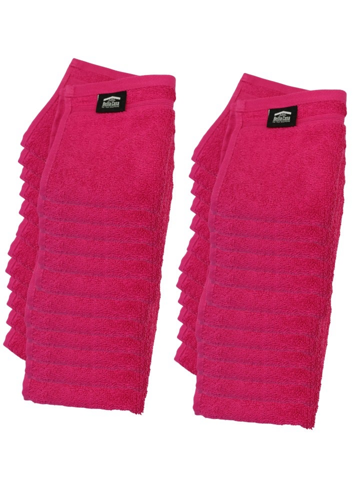 Pearl Coast 24 Pieces Luxury Face Towel Set 30x30cm 630 GSM Premium Cotton Ultra Soft and Highly Absorbent Expertly Woven for Durability Hotel And Spa Quality Towels Pink - Image 1