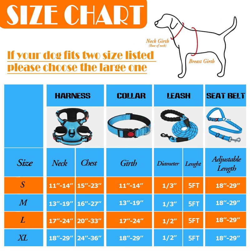 LOBEVE No Pull Dog Harness, Collar & Leash Set | Includes Dog Seat Belt, Collapsible Bowls & Poop Bag Dispenser. Ideal for Training, Walking, Hiking. Fits Small to Large Dogs(Blue-XL) - Image 3