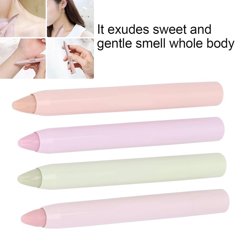 klarako 4Pcs Mini Solid Perfume Stick, Light Fragrance Long Lasting Pocket Solid Perfume, Pen Shape Essential Oil Solid Perfume for Women, 1.8g/0.06oz - Image 3